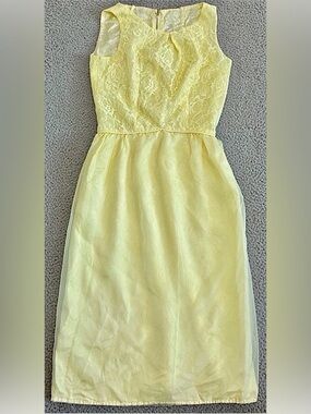 Vintage 1950s 1960s Butter Yellow Sleeveless Wiggle Sheath Lace Dress XS/S